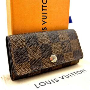 【A231217】★外観ほぼ極美品★LOUIS VUITTON ルイヴィトン ミュルティクレ4 キーケース ダミエ ユニセックス 4連 ブラウン N62631/TH2039