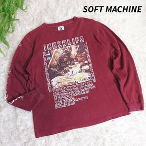 SOFT MACHINE 彫り師 フォトプリント ロングTシャツ Lサイズ えんじ色・バーガンディ刺青 タトゥー 67797