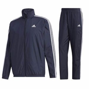 ★アディダス ADIDAS 新品 メンズ 起毛トリコット 3ストライプス ウインドジャケット 上下セット スーツ 紺 [SETGE0407-XO] 五 零★QWER