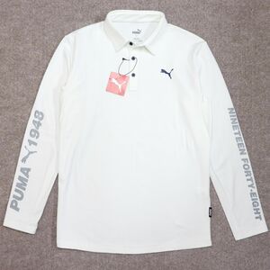 ★プーマ ゴルフ PUMA GOLF 定価11000円 新品 メンズ 発熱 暖かい 快適 ロゴ 長袖 ポロシャツ 白 Lサイズ [539370-04-L] 三 弐★QWER★