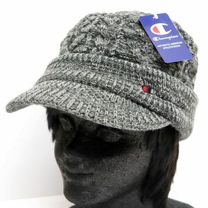 ★チャンピオン CHAMPION 新品 メンズ 防寒 保温 暖かい 裏ボア ニット キャップ キャスケット 帽子 CAP ぼうし 灰[610-0988] 七★QWER★