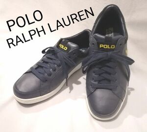 POLO RALPH LAUREN ポロ ラルフローレン レザースニーカー ネイビー US 8.5（26.5cm）極美品