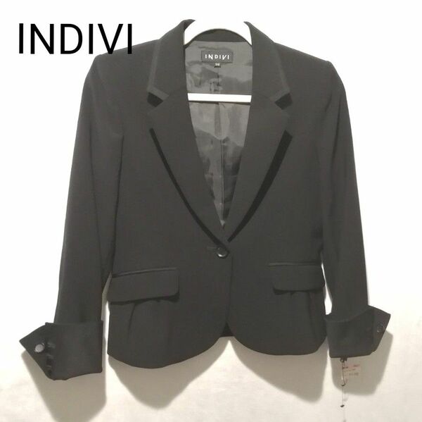 INDIVI インディヴィ テーラード ジャケット ブラック フォーマル 36 未使用品値札付