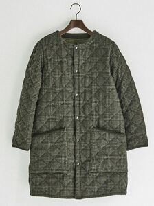 sale 定価47300円 レディース Barbour リッズデール ノーカラーコート バブアー ツィード コーデュロイ切り替え キルティング