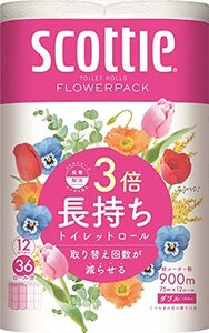 スコッティ フラワーパック 3倍長持ち トイレット75mダブル ホワイト 12ロール