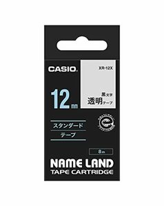  Casio label lighter name Land original tape 12mm XR-12X transparent . black character 