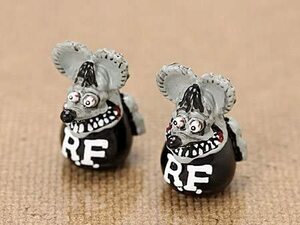 MOONEYES ラットフィンク(Rat Fink) エアバルブキャップ グレー ２個セット＿AC-RAF280GY-MON