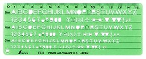 シンワ測定(Shinwa Sokutei) テンプレート 英数字記号定規 TE-5 66013 グリーン