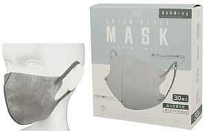 [MASK LABO] 富士 レイヤースタイルマスク３０枚入 ３Dマスク 立体マスク ふつうサイズ (アッシュグレー 1)