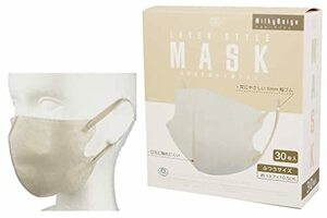 [MASK LABO] 富士 レイヤースタイルマスク３０枚入 ３Dマスク 立体マスク ふつうサイズ (ミルキーベージュ 1)