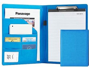 Panavage バインダー A4 クリップボード PU クリップ ファイル 二つ折り 多機能 ペンホルダー ポケット付き 名刺入れ メモ帳付き