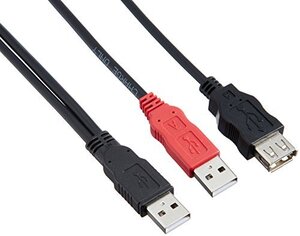 エレコム USBケーブル Y字Wパワーケーブル USB2.0 (USB A オス to USB A メス) 簡易パッケージ USB-AAE5DP