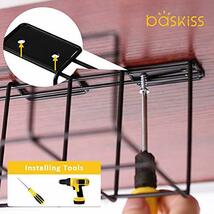 Baskiss デスク下 ワイヤーケーブルトレー 1セット2個 電源タップ・コード収納 配線整理 オーガナイザー 家庭用・職場用 (ブラック)_画像3