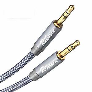 AUX cable RIKSOIN 3.5mm stereo Mini plug audio cable high endurance nylon braided iPhone,iPod,iPad, head 