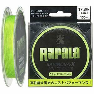 Rapala(ラパラ) PEライン ラピノヴァX マルチゲーム 150m 0.8号 17.8lb 4本編み ライムグリーン RLX150M08L