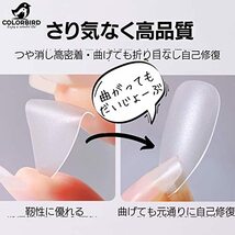 COLORBIRD ネイルチップ 超薄 ショート ミディアム クリア 母の日 結婚式 自然なフィット感 艶消 密着 (スクエアオフS)_画像8