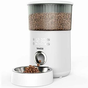 Iseebiz automatic feeder cat middle for small dog automatic feeding machine touch panel type 1 day 5 meal 4L high capacity timer type transparent tanker . meal thing. remainder amount . approval manual .