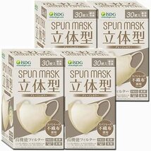 【30枚入x 4箱】iSDG 医食同源ドットコム 立体型スパンレース不織布カラーマスク SPUN MASK (スパンマスク) 個包装 グレージュ_画像1