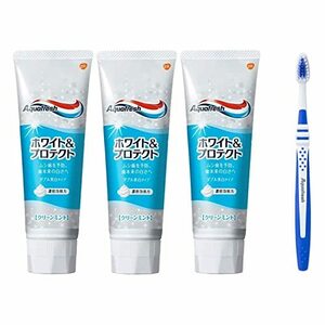  aqua fresh white & protect clean mint tooth paste cavity protection 140g 3ps.@+ toothbrush set 4 piece assortment 