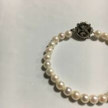 美品 パール ブレスレット 真珠 6.5mm silver アクセサリー_画像8