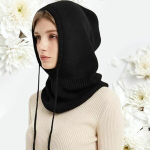 【バラクラバ ブラック】New素材 ニット帽 スヌード マフラー 防寒 春先まで使用可能 バスり中 インスタ映え