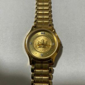 MAPLE LEAF COIN SK-147-C メープル リーフ コイン 1/10OZ メープルコイン 金貨 FINE GOLD 時計 腕時計 クォーツ 3針 IH10168h