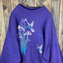 90s USA製 HANES 花柄 ボタニカル 紫 パープル アメリカ輸入/ビンテージ/スウェット/古着/古着卸_画像3