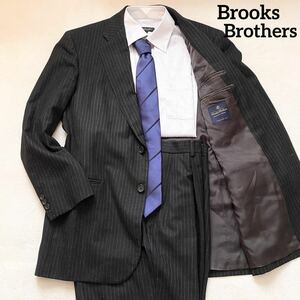 240122-02　ブルックスブラザーズ　Brooks Brothers　スーツセット　ブラック　L相当　ストライプ柄