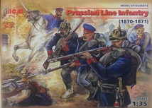 ICM　1/35　Prussian Line Infantry (1870-1871)　プロイセン軍歩兵４体＋馬１頭セット　未組立キット_画像1