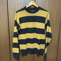 HIDEANDSEEK Wool Border Knit ハイドアンドシーク　ブラック　イエロー　ボーダー ニットセーター _画像2