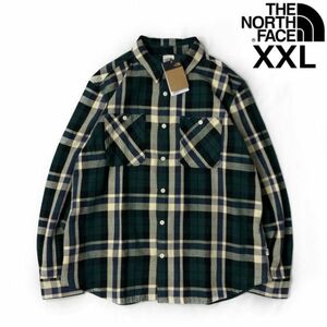 1円～!売切!【正規新品】THE NORTH FACE◆VALLEY TWILL FLANNEL ワークシャツ オーガニックコットン US限定(XXL)青 チェック柄 180914-50