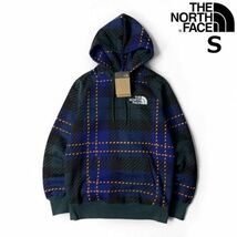 1円～!売切!【正規新品】THE NORTH FACE◆W HOLIDAY HOODIE パーカー US限定 上質 男女兼用 裏起毛 キャンプ(S)青 緑 チェック柄 181130-35_画像1