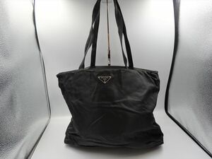 13887A PRADA プラダ ナイロン×レザー トートバッグ 白タグ22 ブラック W24×H30×D10cm