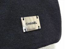 15436e CHANEL シャネル ロゴプレート ノースリーブ ニット 薄手 コットン レディース サイズ38（Mサイズ相当）_画像3