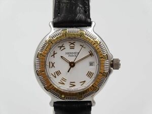 15722 HERMES エルメス 稼動品 キャプテンニモ コンビ ホワイト文字盤 レディース 時計 QZ ケース27mm