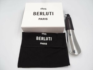 14523A BERLUTI ベルルッティ 靴ベラ シューホーン メタル×レザー 携帯用 極上品