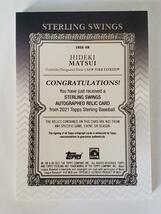 【/5】TOPPS 2021 STERLING 松井秀喜 直書き 直筆サインカード　ジャージ　ON CARD AUTO JERSEY RERIC _画像2