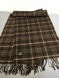 dunhill ダンヒル チェック柄 カシミヤ マフラー ブラウン