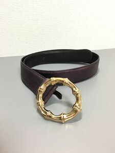 GUCCI グッチ バンブー メンズ レザー ベルト パープル