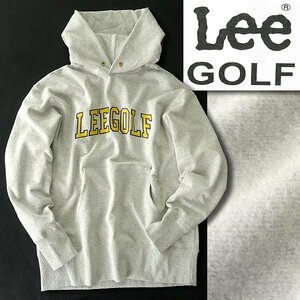 新品 2.6万 Lee GOLF リーゴルフ 秋冬 裏暖 起毛 ロゴ スウェット パーカー M 薄灰 【I44356】 メンズ ゴルフ スポーツ フード リブ