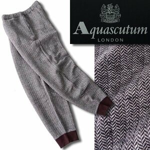 新品 アクアスキュータム ヘリンボーン 裏キルト 中綿 スウェット パンツ LL 【P32908】 Aquascutum LONDON 秋冬 メンズ ジャージー