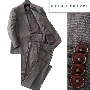 新品 スーツカンパニー 撥水 RAIN & TRAVEL ウール 2パンツ スーツ BE6(幅広L) 茶 【J59924】 175-2D セットアップ 4シーズン メンズ BB5