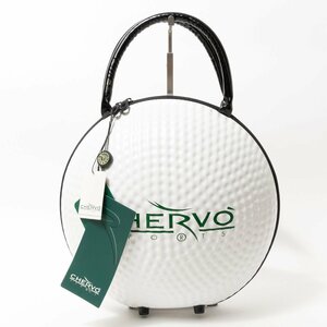 【1円スタート】未使用タグ付 CHERVO SPORTS シェルボ ゴルフボール型ハンドバッグ 手提げ ゴルフ用品 ホワイト 白 ブラック ポリウレタン