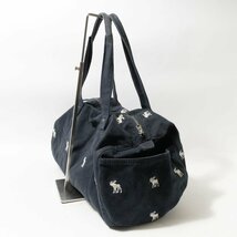 Abercrombie&Fitch アバクロンビー アンドフィッチ ボストンバッグ ネイビー 紺 キャンバス生地 シカ柄 ユニセックス 男女兼用 bag カバン_画像4