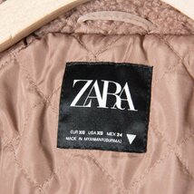 ZARA ザラ フード付きボアジャケット ブルゾン アウター 裏キルティング カジュアル 大人かわいい くすみカラー ピンク XS レディース_画像6