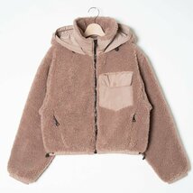 ZARA ザラ フード付きボアジャケット ブルゾン アウター 裏キルティング カジュアル 大人かわいい くすみカラー ピンク XS レディース_画像1