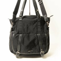 agnes b. VOYAGE アニエスべー ボヤージュ 2WAY ショルダーバッグ トートバッグ ブラック 黒 シルバー ナイロン レザー レディース bag 鞄_画像1