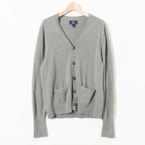 【1円スタート】LAND'S END ランズエンド カシミヤ100％ Vネックカーディガン ニット トップス 上質 ベーシック 灰色 グレー L メンズ