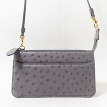 【1円スタート】Louis Feraud ルイフェロー 2WAY ポシェット ショルダーバッグ ポーチ クラッチ オーストリッチ 本革 パープル系 婦人 鞄_画像1