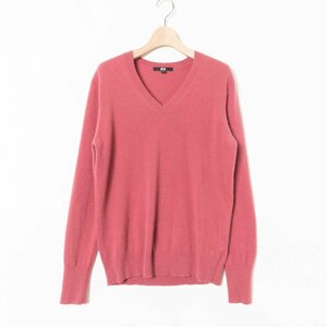 UNIQLO ユニクロ カシミヤVネックセーター 長袖 ニット 無地 トップス Lサイズ カシミヤ100% ピンク 綺麗め カジュアル シンプル 秋冬